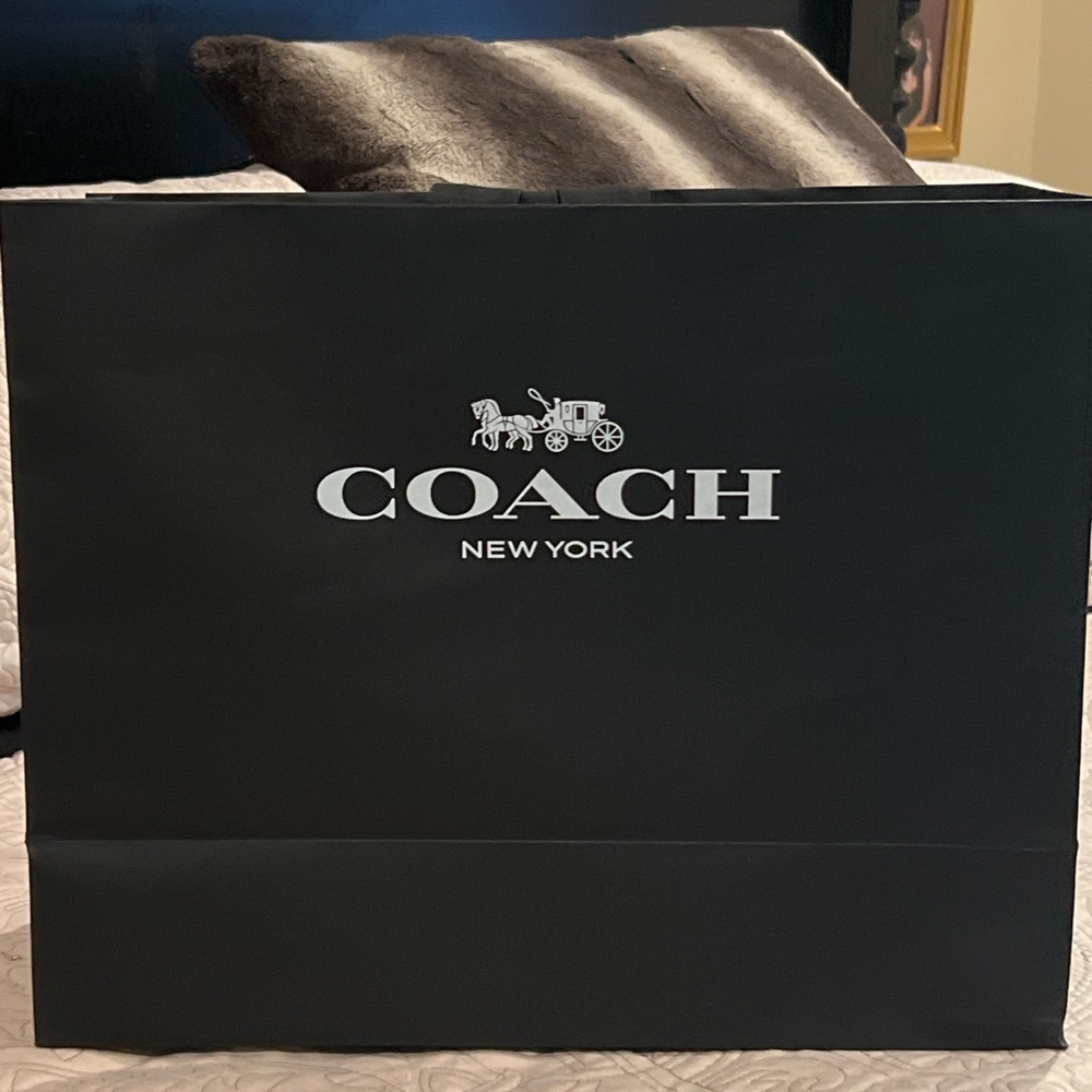 Coach Black Paper Shopping Bag with White Logo